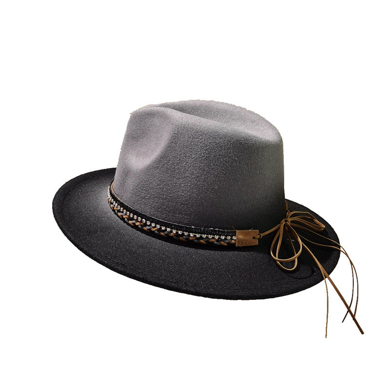 Woll-Fedora-Hut für Damen, Vintage-Zylinder