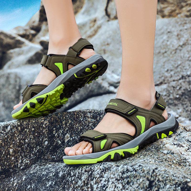 Leather Sandals, Men's Beach Shoes, Extra-large Sandals, Versatile Men's Shoes - Mubimart