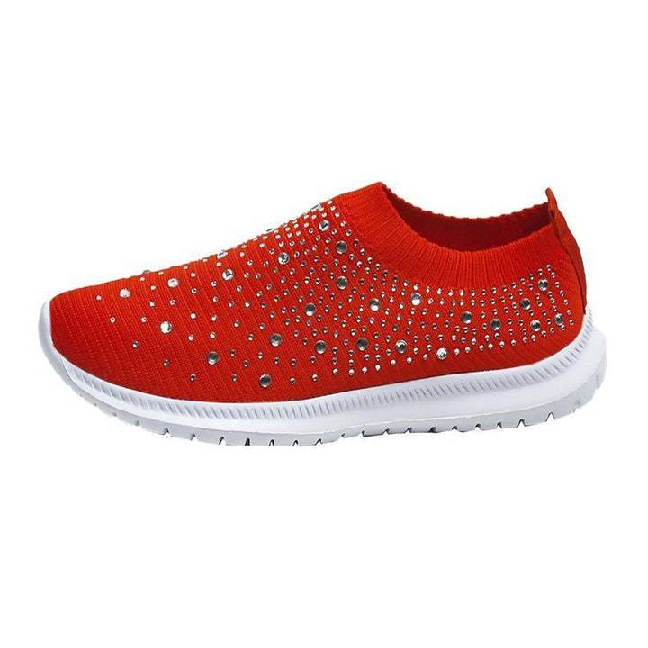 European And American Plus Size Rhinestone Stretch Sock Shoes Casual Men And Women Sneaker - Mubimart