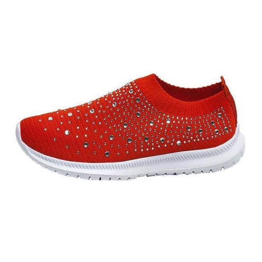 European And American Plus Size Rhinestone Stretch Sock Shoes Casual Men And Women Sneaker - Mubimart