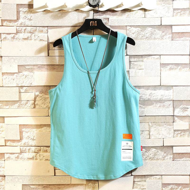 Mens Solid Color Cotton Breathable Loose Casual Tank Tops - Mubimart