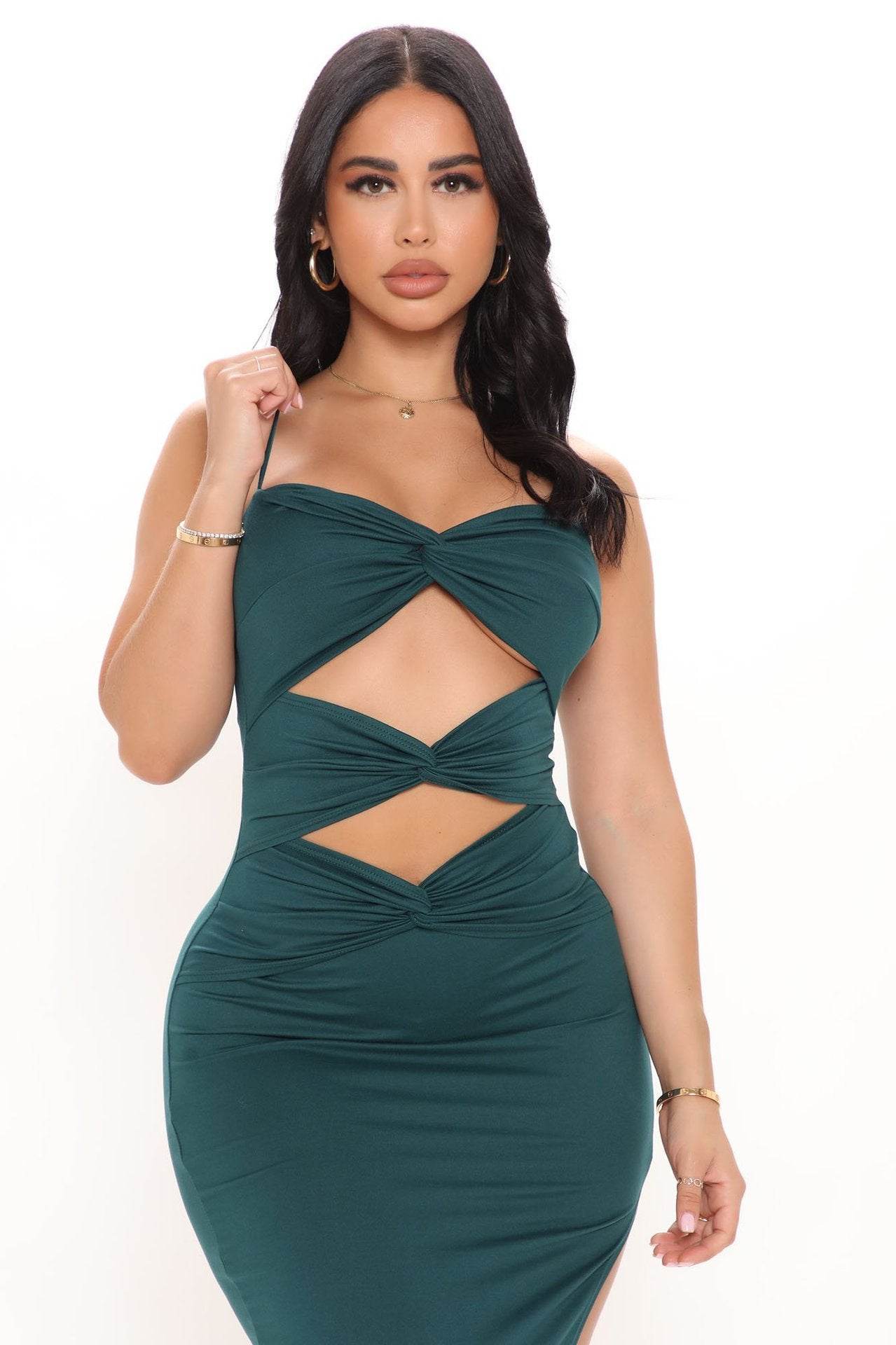 Prom Dress Hollow Solid Color Suspender Dress - Mubimart
