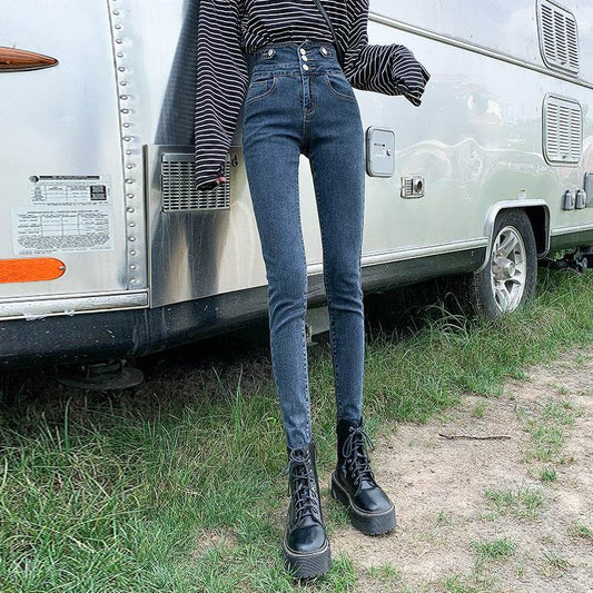 High Waisted Jeans Women Autumn Style - Mubimart