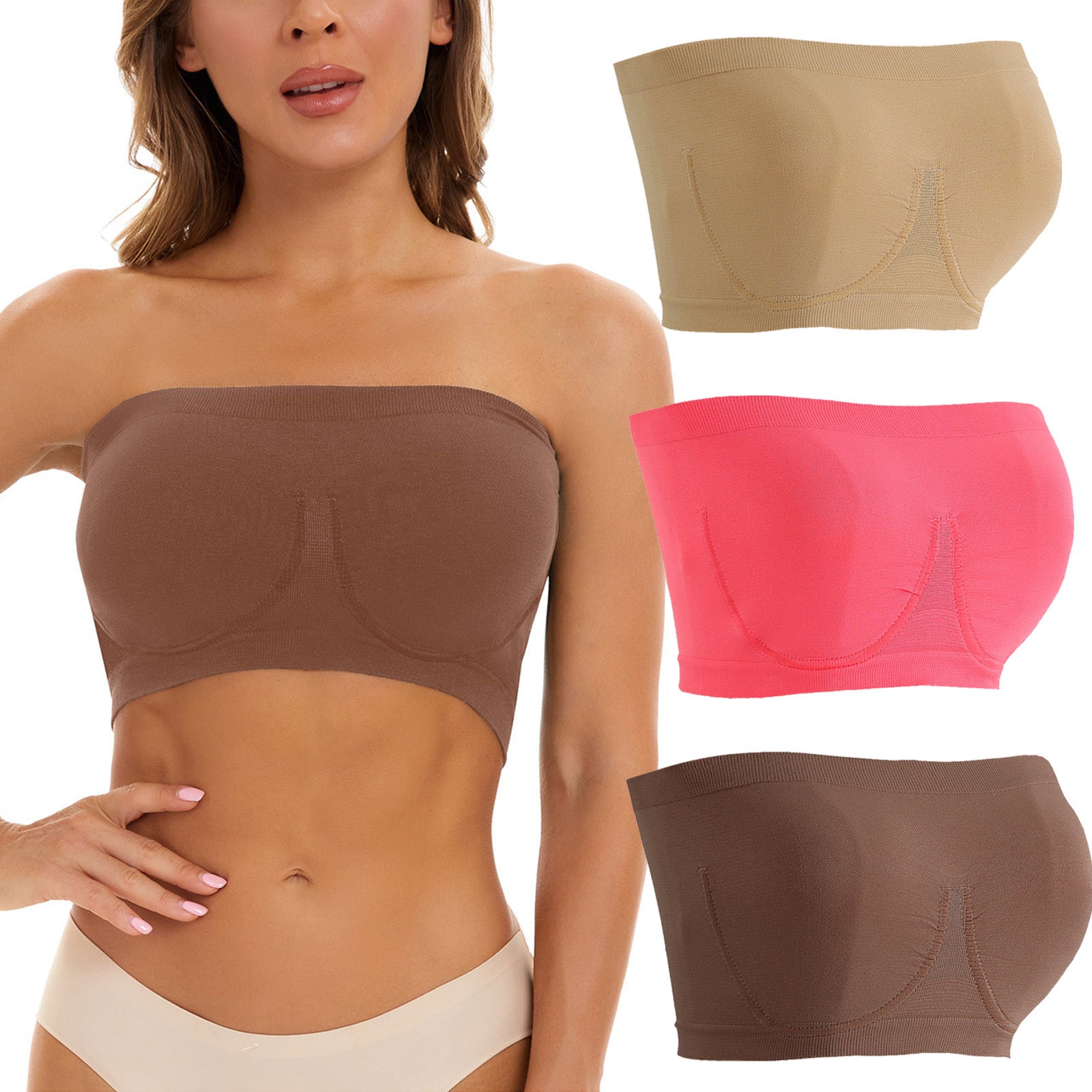 Plus Size Women's Seamless Bandeau Bra - Mubimart -  