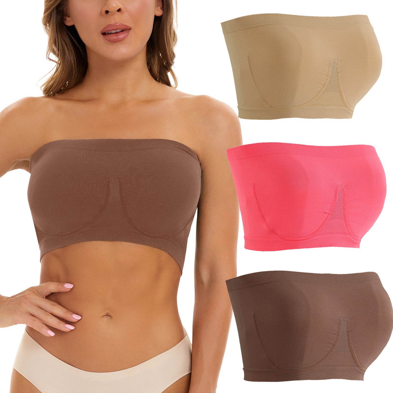 Plus Size Women's Seamless Bandeau Bra - Mubimart