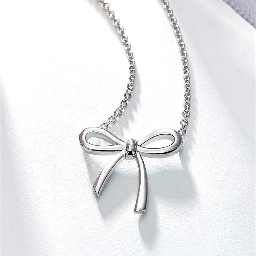 Bow Pendant Color Gold Clavicle Chain - Mubimart