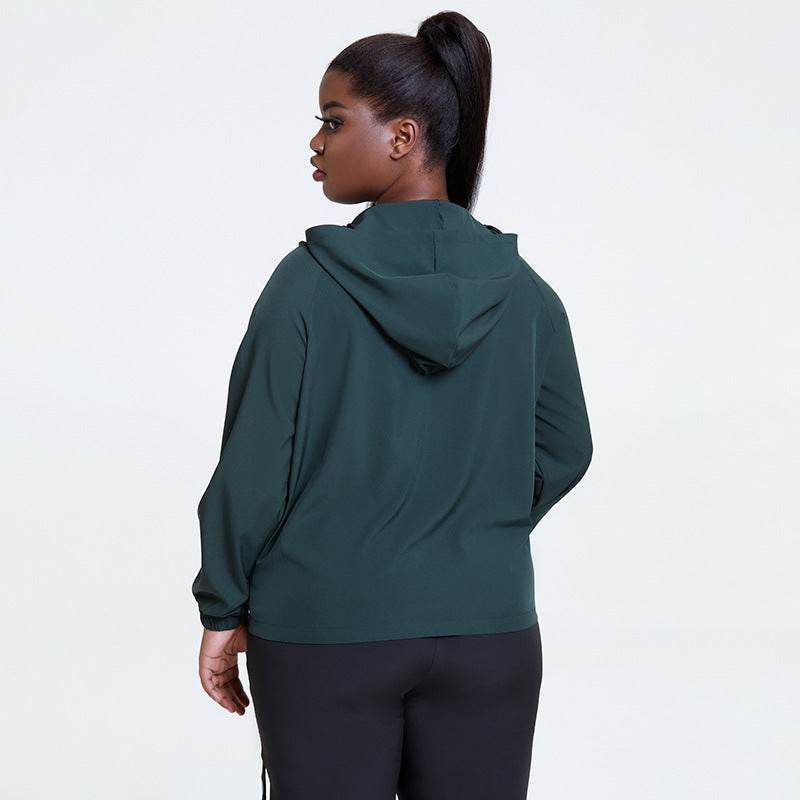 Hooded Running Sweatshirt Women Fitness Yoga Workout Tops - Mubimart