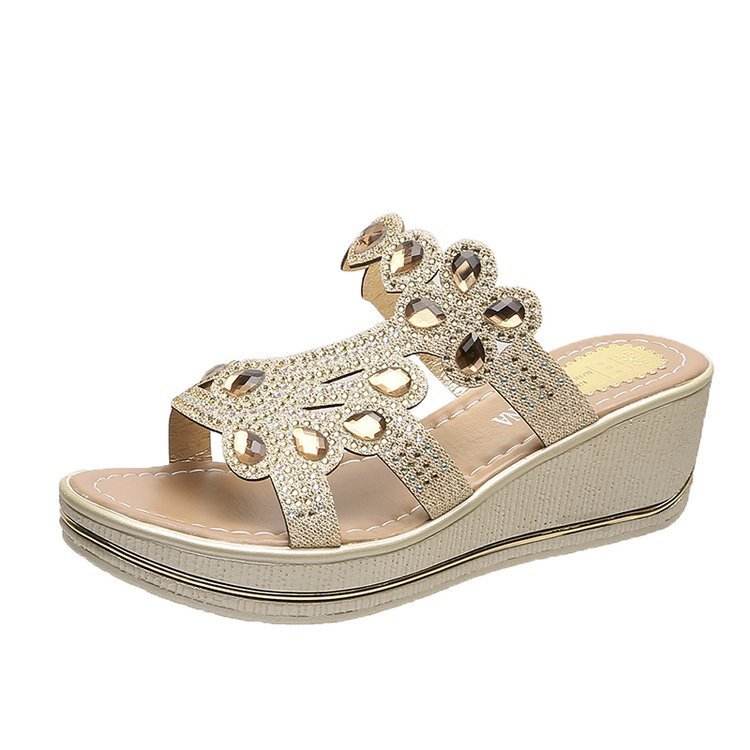 Slippers Flat Bottom Comfort Women's Rhinestone Sequins - Mubimart