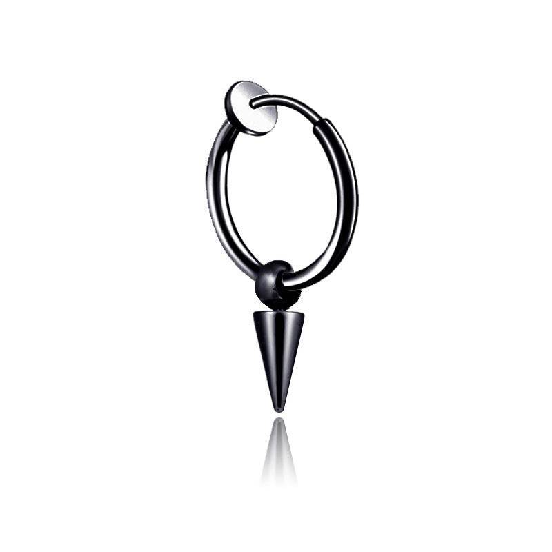 Stainless Steel Tassel Earrings Titanium Steel Single Point Stud Earrings Men - Mubimart