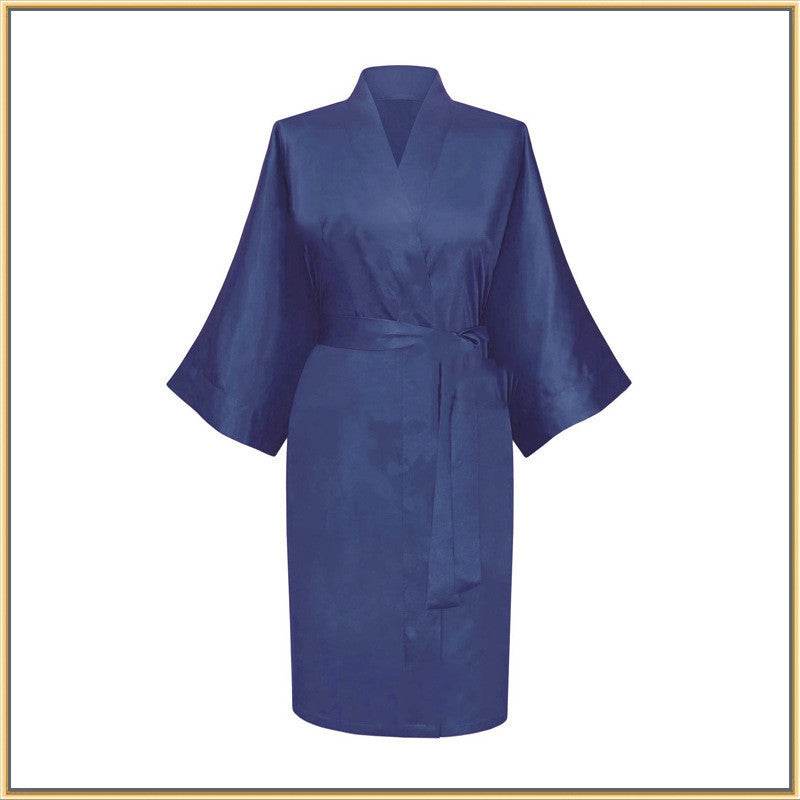 Elastic Imitation Silk Pajamas Solid Color Female Nightgown Elastic Plain Short Nightgown - Mubimart