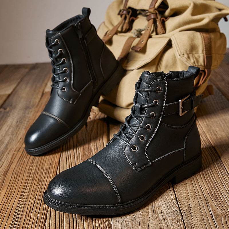 Worker Boot Men's Retro Lace Up High-top Martin Boots - Mubimart