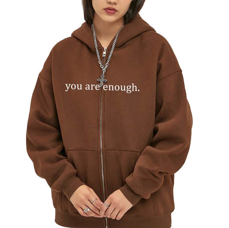 Hoodies Plus Size Sweatshirt Casual Drawstring Zipper Clothes - Mubimart