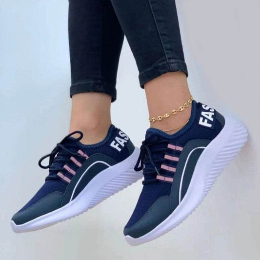 Mesh Sneakers Women Lace Up Running Shoes - Mubimart