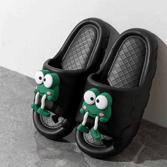 New Cartoon Frog Slippers Indoor Soft Soled Non-slip Floor Bathing Slipper For Women House Shoes Summer Couple Slippers - Mubimart