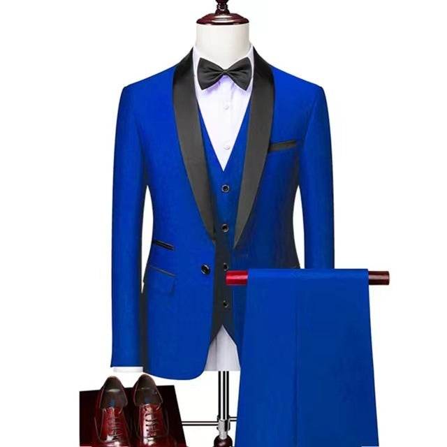 Men 3 Pieces Suit Set Men Wedding Suits Groom Tuxedos - Mubimart
