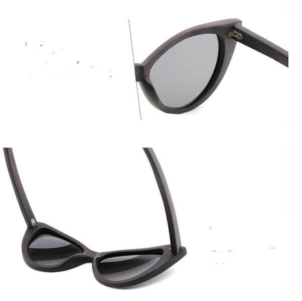 Bamboo Wood Glasses Fashion Ladies Cat Eye Polarized Sunglasses - Mubimart