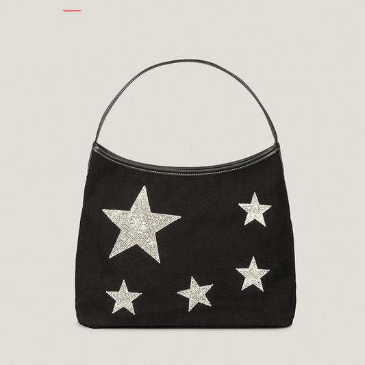 Retro Five-pointed Star Rhinestone Tote Bag For Women - Mubimart