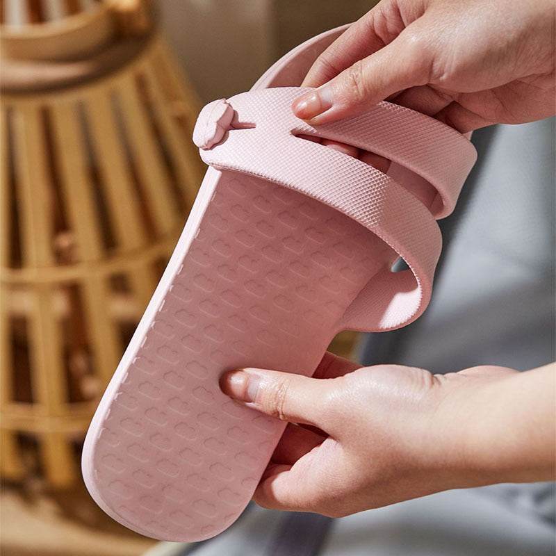 Folding Travel Slippers Hotel House Shoes Removable Non-slip Bathroom Slippers Summer Unisex Slides - Mubimart
