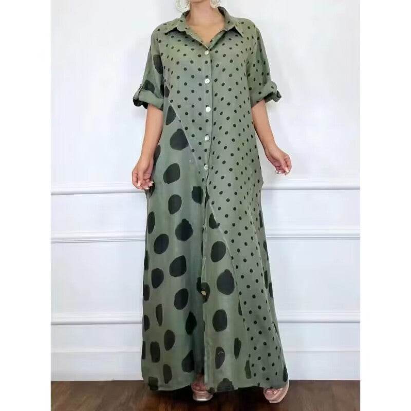 Loose Fashion Casual Long Plus Size Printed Dress - Mubimart