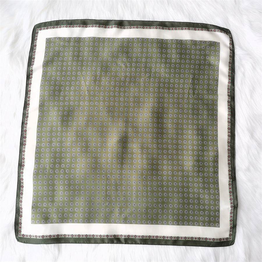Square Imitated Silk Scarves Geometric Pattern - Mubimart