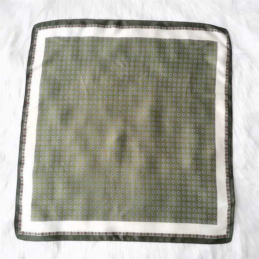 Square Imitated Silk Scarves Geometric Pattern - Mubimart