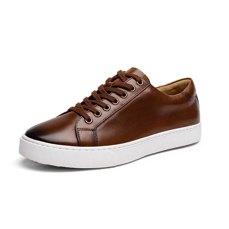 Spring Genuine Leather Breathable British Board Shoes Thick Sole Sporty Simplicity Comfort And Casual - Mubimart