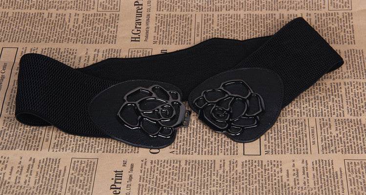3 Women's Belts Elastic Belts Belts Rose Buckle Belts Tight Belts - Mubimart