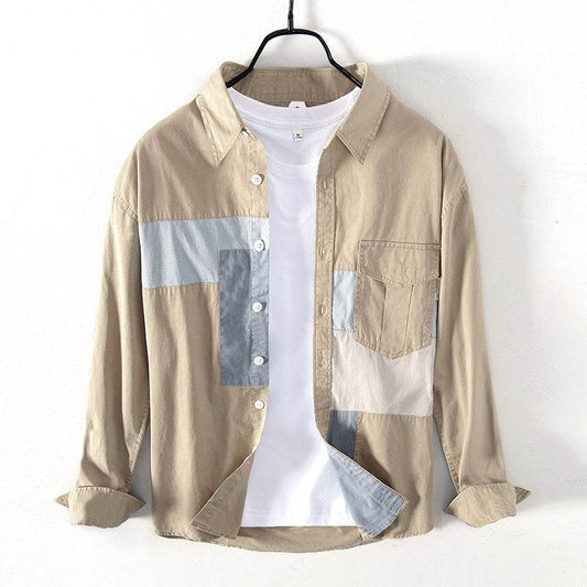 Shirt Men's Cotton Casual Workwear Shirt Jacket Men - Mubimart