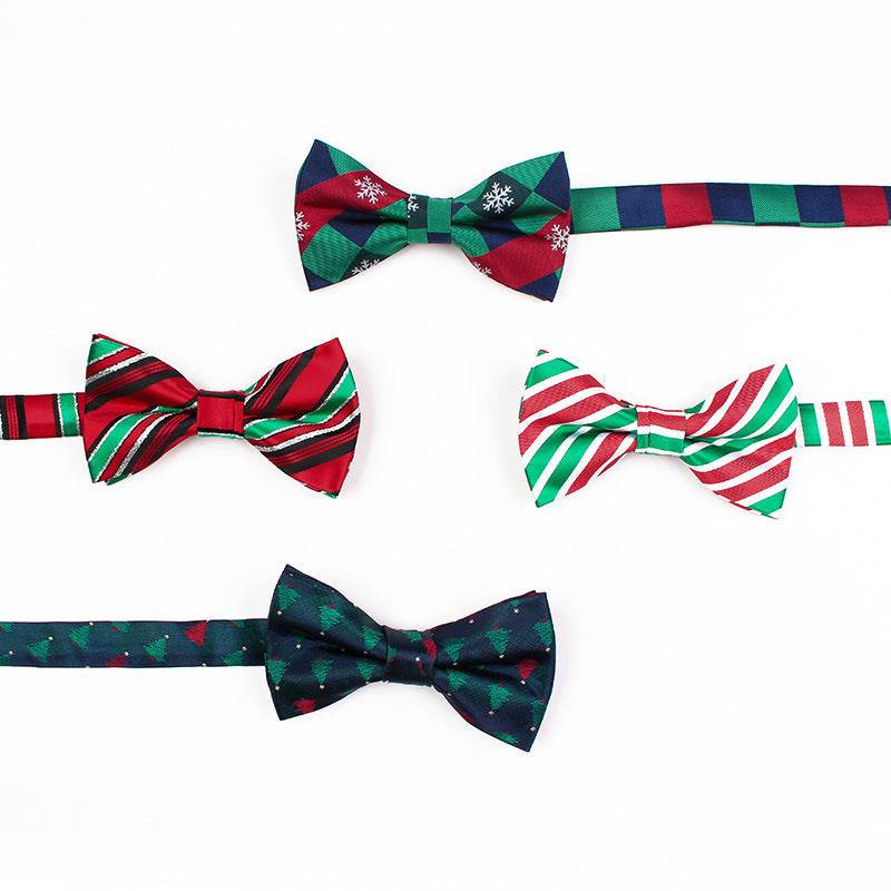 Mens Christmas Fashion Casual Print Bow Tie - Mubimart