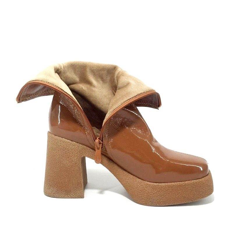 Square Toe Platform Platform High Heel Boots - Mubimart