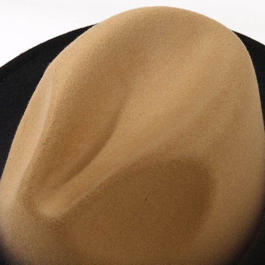 Fashion Gradient Color Fedora Hat Flat Brim Woolen Felt Hat - Mubimart