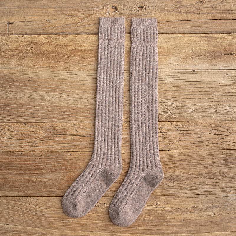 Simple College Wind Over The Knee Socks - Mubimart