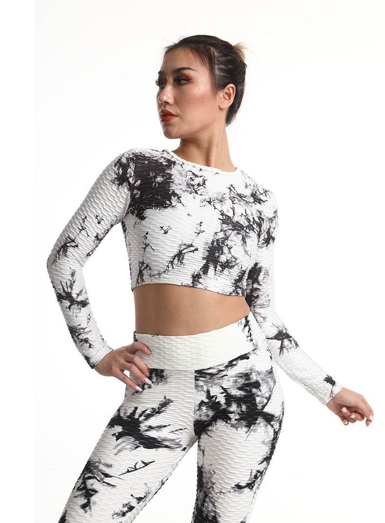 Jacquard Workout Clothes Hollow Sports Top - Mubimart