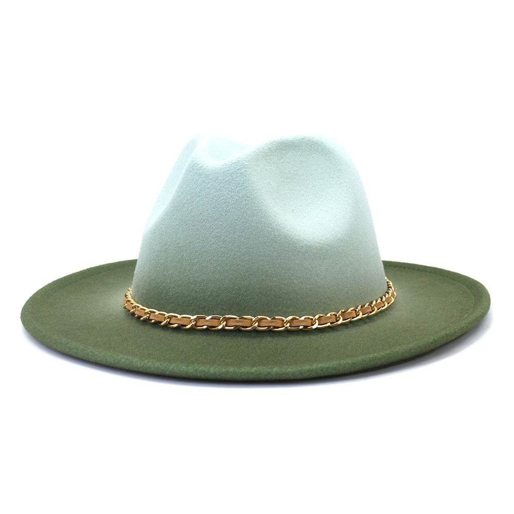 Painted Woolen Fedora British Ladies Broad-brimmed Hat - Mubimart