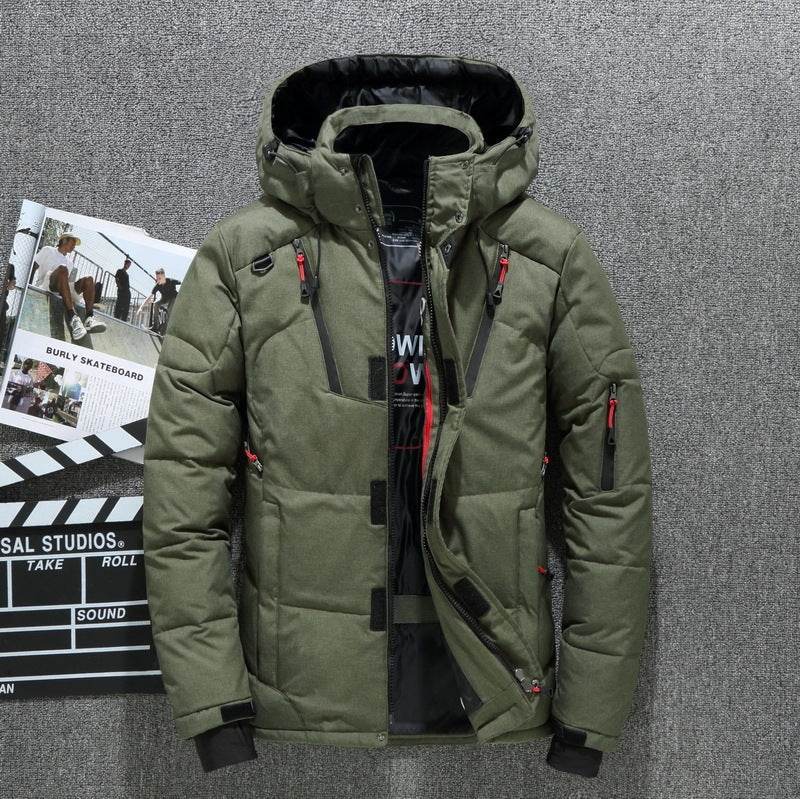 Outdoor Windproof Hooded Jacket Leisure Sports Coat With Pockets Warm Mens Clothing - Mubimart