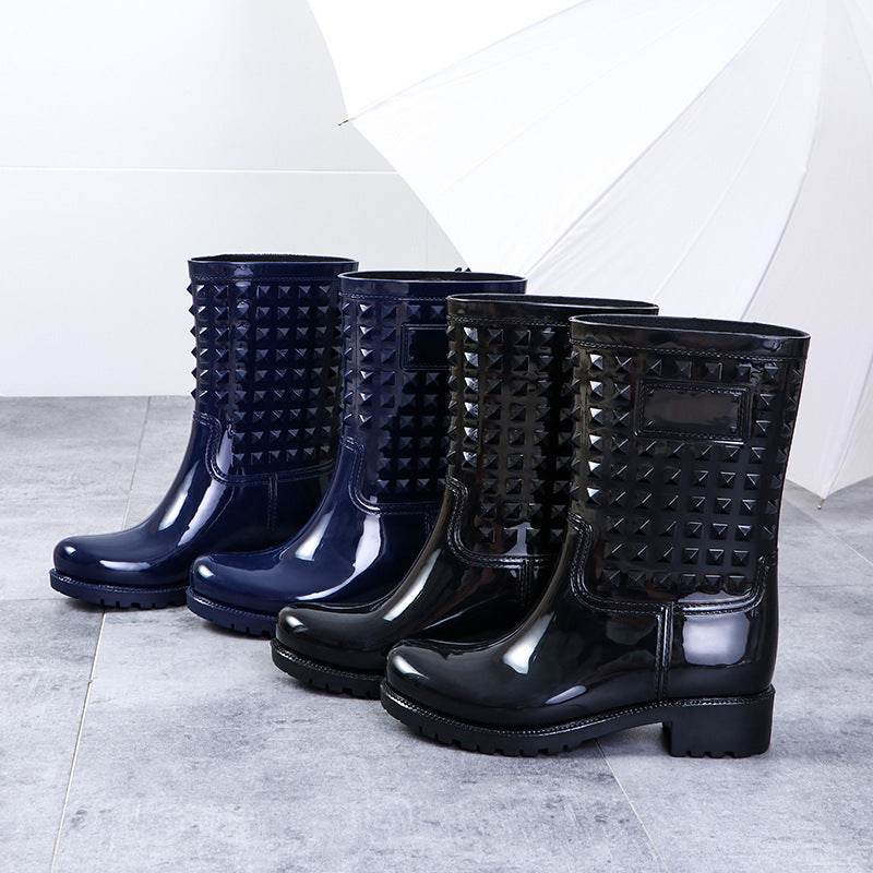 High Tube Rivet Rain Boots Adult Non-slip - Mubimart