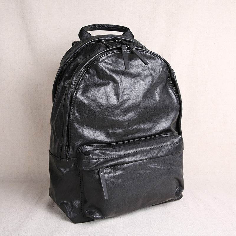 Mens Retro Large Capacity Leather Shoulder Travel Bag - Mubimart