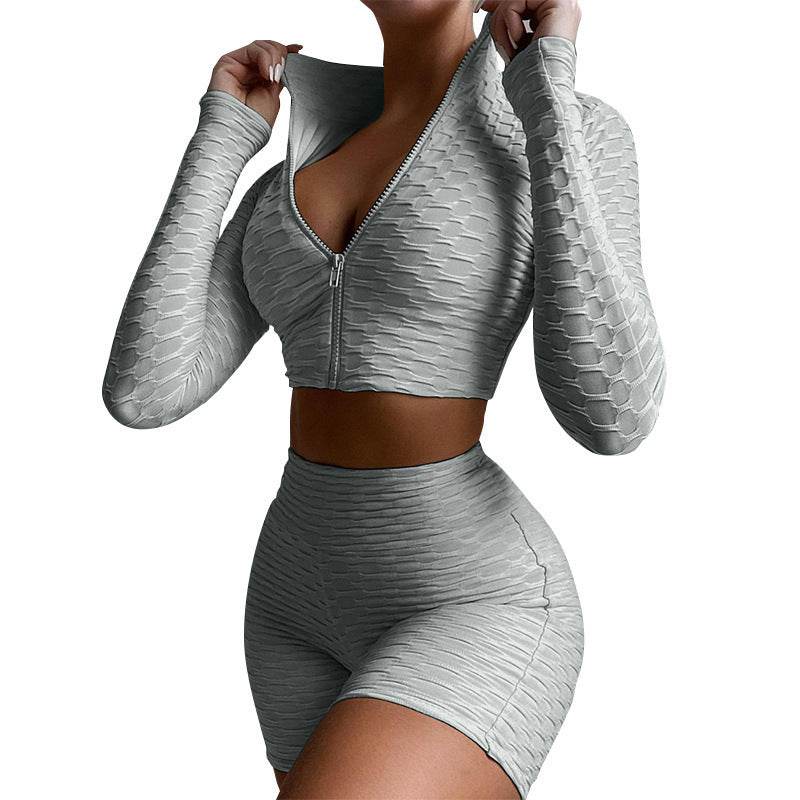 Women's Tracksuit Yoga Fitness Suit Activewear Set Tummy Control Butt Lift Long Sleeve Sport Clothing - Mubimart