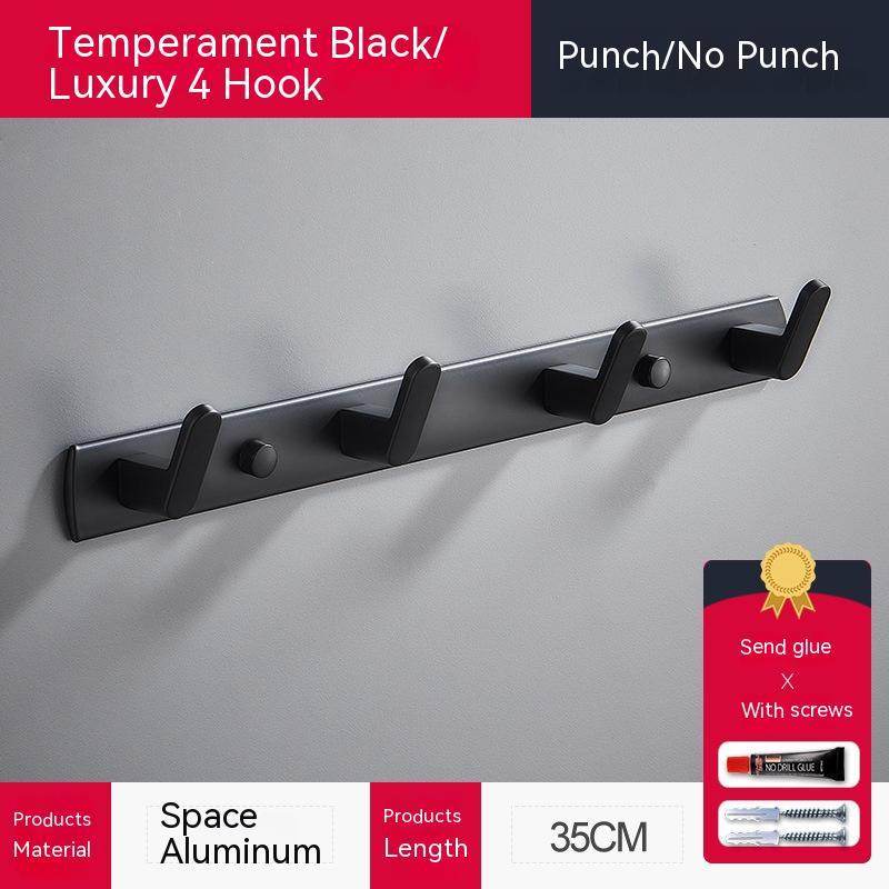 Punch-free Space Aluminum Coat Hook Toilet Coat Hook - Mubimart