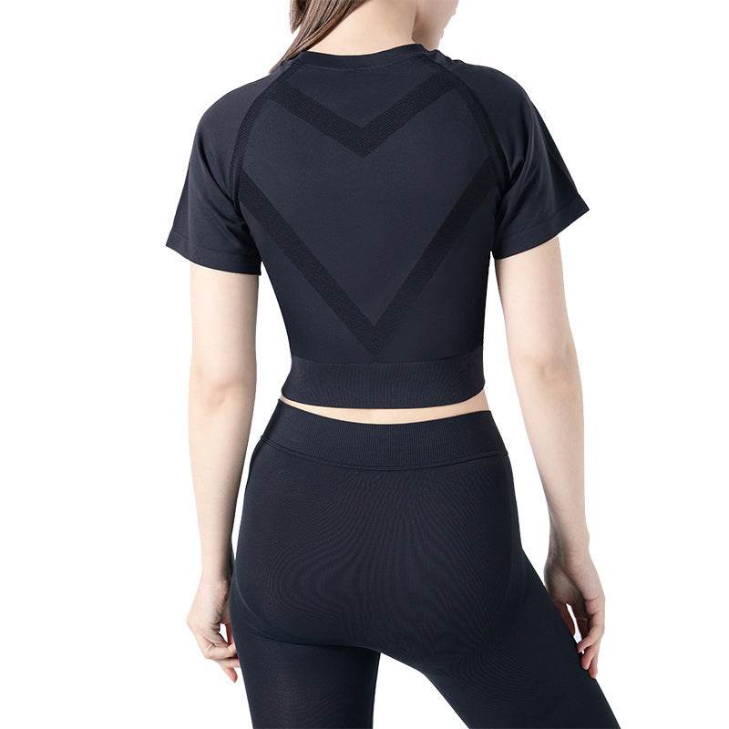 Sew Knit Solid Color Yoga Workout Top - Mubimart
