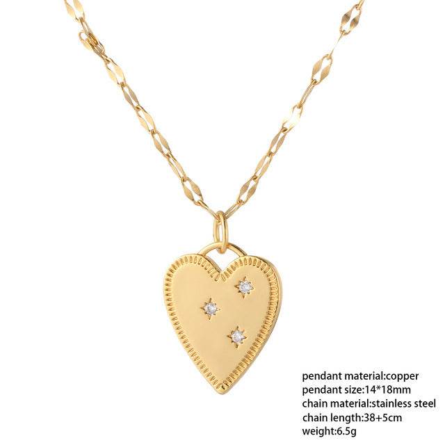 Red Heart Love Pendant Necklace For Women Choker Long Chains - Mubimart