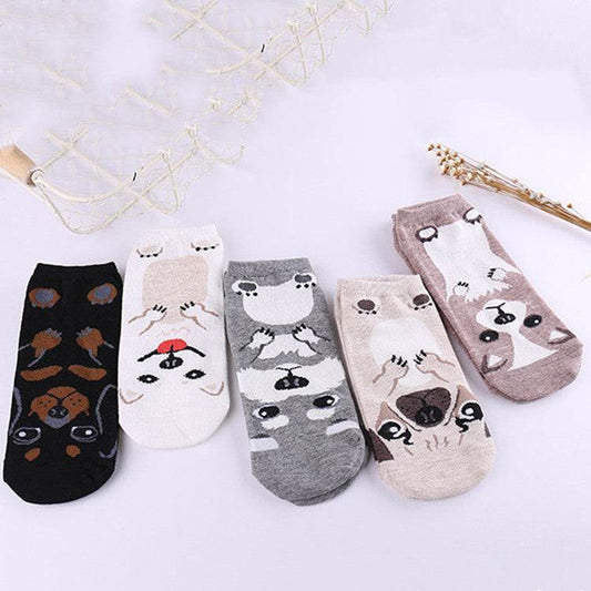 Socks Europe, America, Japan And South Korea Cartoon Straight Dog Invisible Low Cut Socks Cotton Comfortable Personality Socks For Women - Mubimart