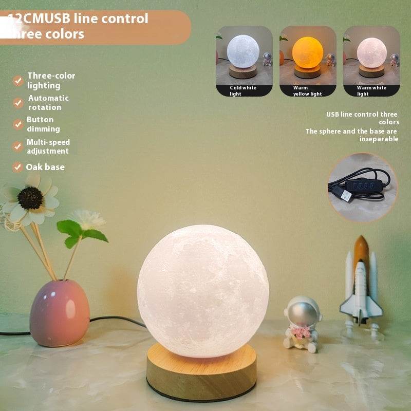 Rotating Sleeping Moon Small Night Lamp - Mubimart