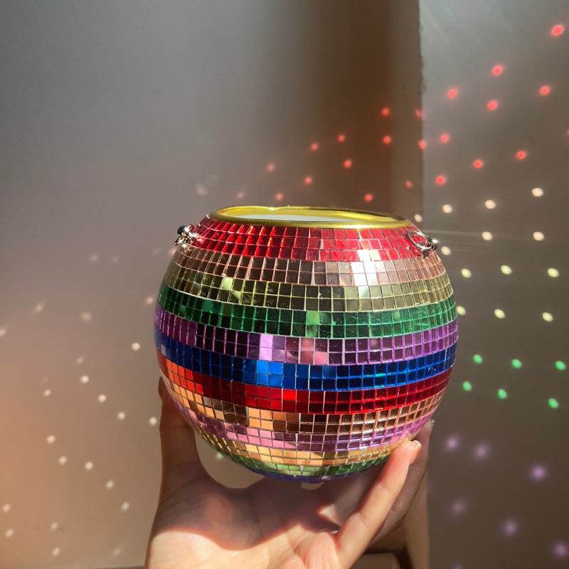 Cross-border Disco Ball Planter Hanging Mirror Spherical Plastic Flowerpot - Mubimart