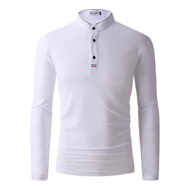 Men's Clothing Men's Long Sleeve Stand Collar Polo Shirt Polo Shirt - Mubimart