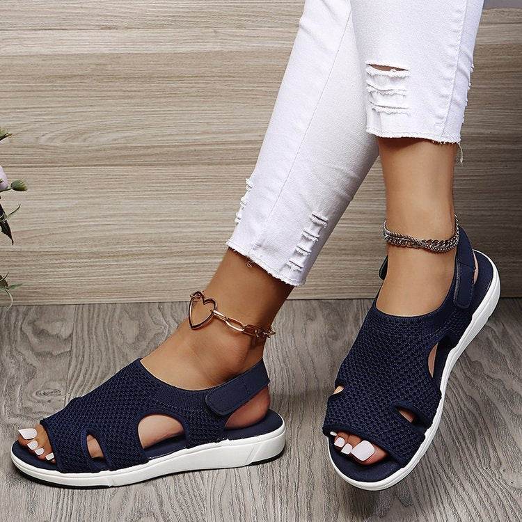 Ladies Sandals Large Size Breathable Stretch Fly Woven Comfort - Mubimart