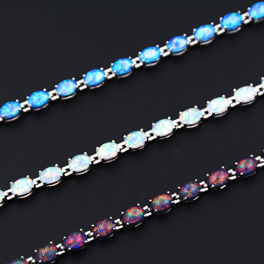 Women's Oval Opal Bracelet Tennis Chain