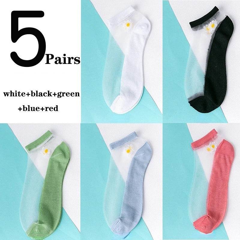 Women's Low-cut Liners Transparent Spun Glass Thin Socks - Mubimart