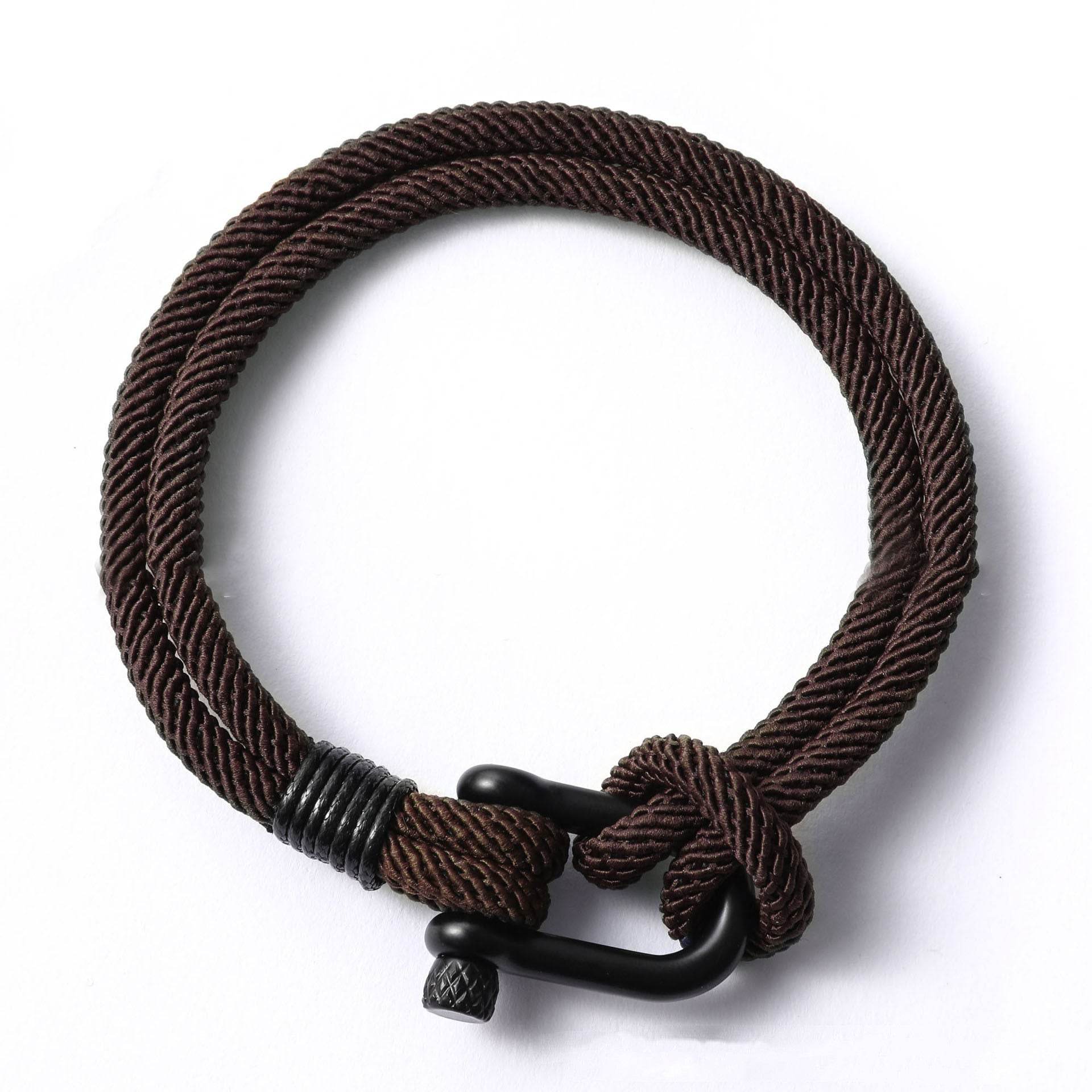 Mens Fashion Personality Horseshoe Buckle Woven Bracelet - Mubimart