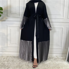 Pleated Hem Robe Women Arabian Long Cardigan - Mubimart -  